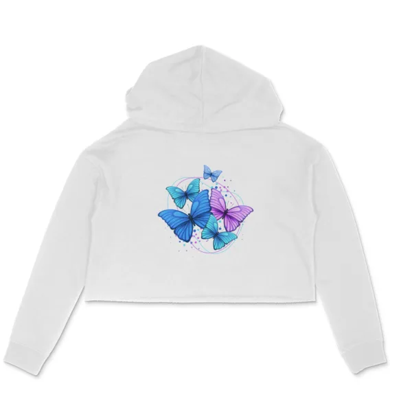 Bunch of Butterflies Crop Hoodie For Women - Image 3