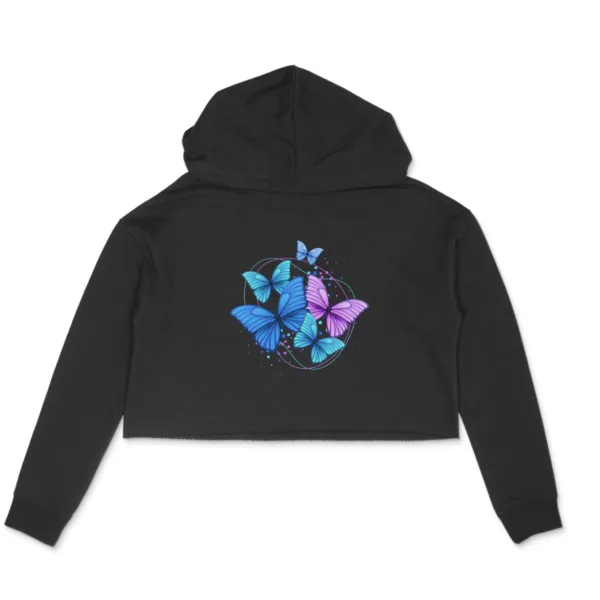 Bunch of Butterflies Crop Hoodie For Women - Image 13