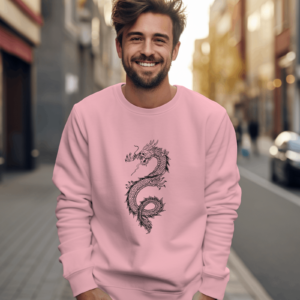 Artistic Dragon Pink Sweatshirt for Men