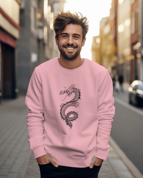 Artistic Dragon Pink Sweatshirt for Men