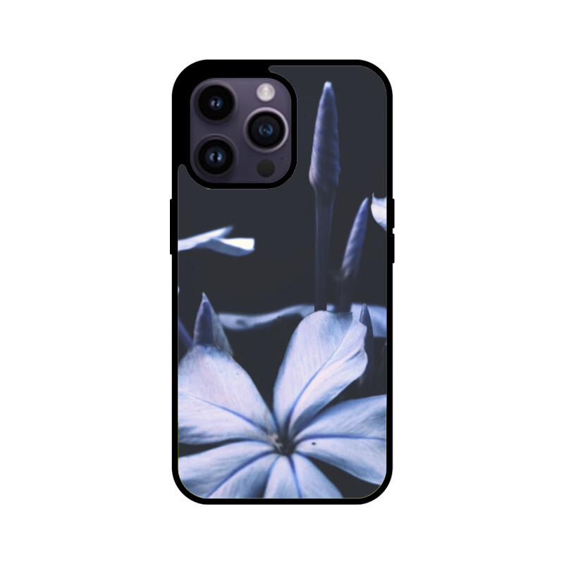 Blue Flower iPhone 14 Pro Glass Back Cover - Image 2