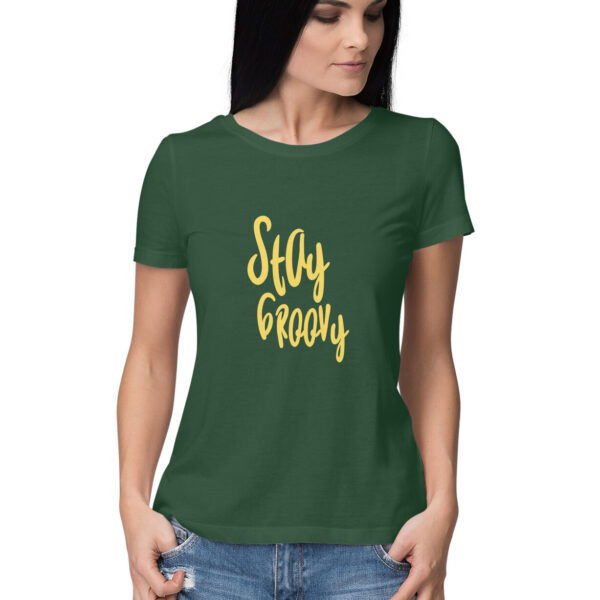 Stay Groovy Round Neck Tshirt For Women - Image 3