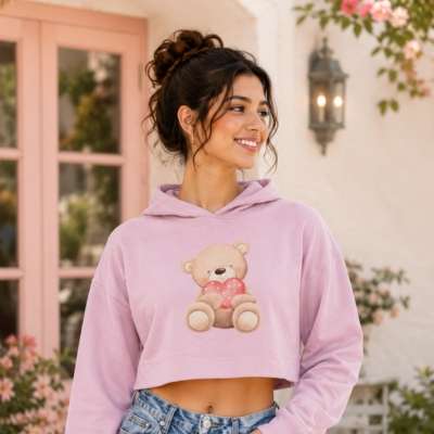 teddy crop hoodie