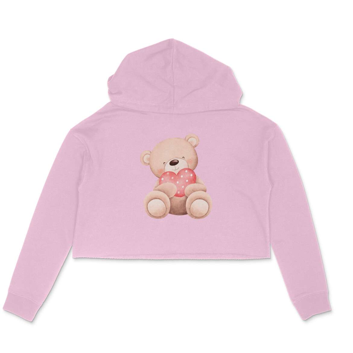 Teddy With Heart Crop Hoodie For Women