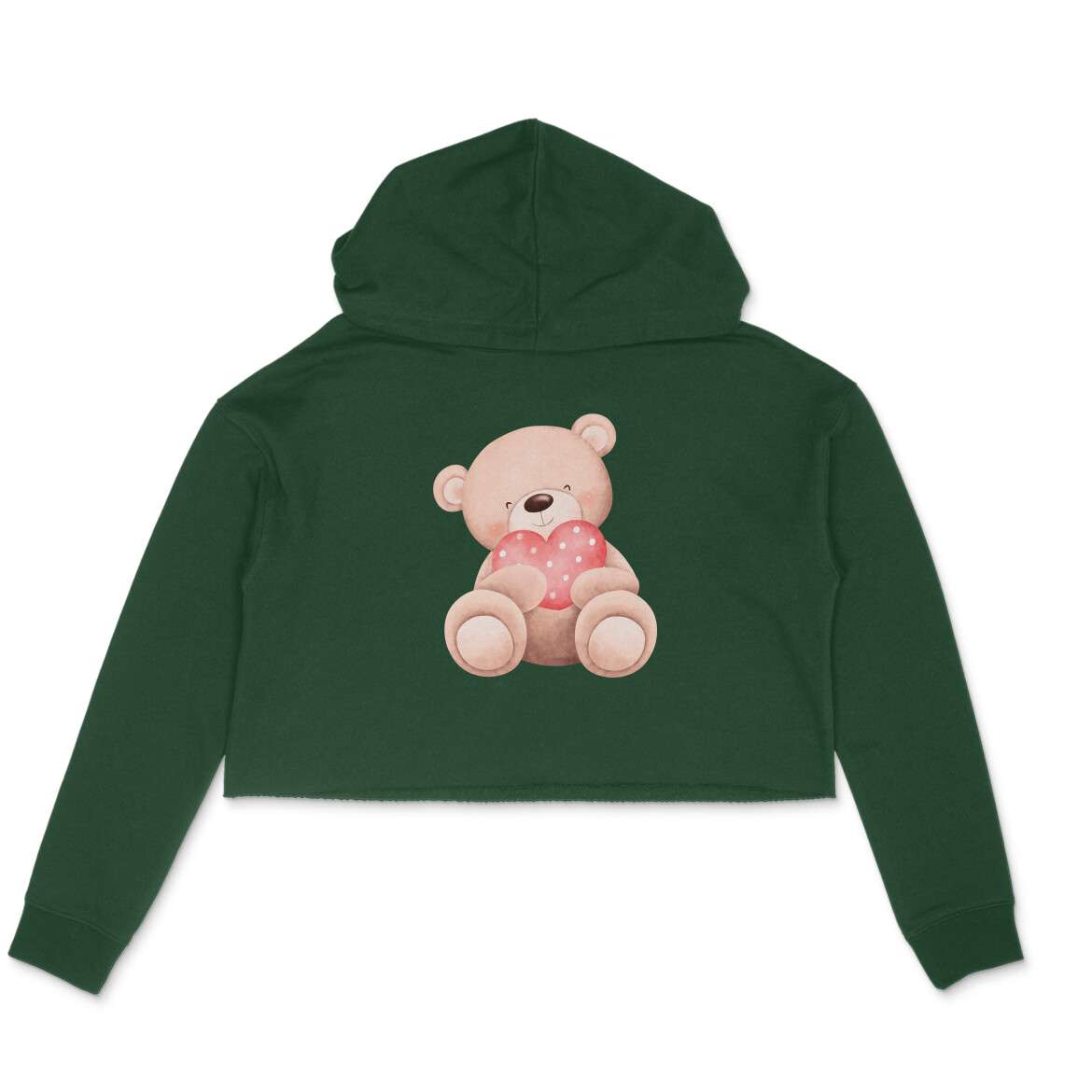 Teddy With Heart Crop Hoodie For Women - Image 7